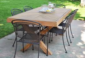 Diy outdoor tables out of recycled things. Outdoor Table With X Leg And Herringbone Top Free Plans