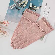 CLSMYLFB Lace Gloves Pink Female Lace Gloves Retro Lace And Breathable Lace  Bowknot Gloves Full Finger Gloves Breathable And Non-Slip Gloves :  Amazon.co.uk: Fashion