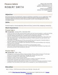 Finance Intern Resume Samples Qwikresume