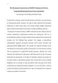 Pdf The Workplace Experiences Of Bame Professional Women Understanding Experiences At The Intersection