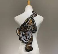 Gold Sequins Beaded Tiger Applique Handmade Sew on Patches ...
