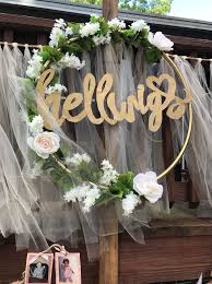 Easy Hula Hoop Wreath Decorations Engagement Party Diy I Do Bbq Diy Decorations Weddin Engagement Party Diy Simple Engagement Party Decorations Wreath Decor