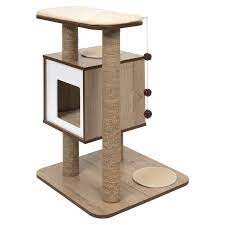 Vesper Cat Tree With Low Base 18h In Oak Vesper Cat Furniture Cat Furniture Modern Cat Tree