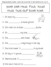 Begripslees Taak Afrikaans Language Afrikaans Kids Preschool Learning
