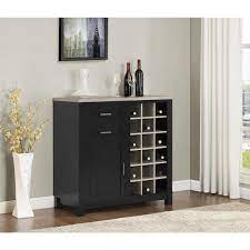Get 5% in rewards with club o! Wine Cabinet Home Bar Black Wood Bottle Rack Liquor Storage Holder Buffet Table Home Garden Wine Racks Bottle Holders
