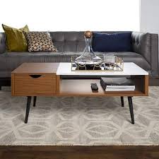 Booker Acorn And Faux Marble Coffee Table By Bellamy Studios Walmart Com Coffee Table Faux Marble Coffee Table Mid Century Modern Coffee Table
