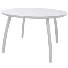 48 round solid cast aluminum coffee/lounge table with umbrella hole. Grosfillex Ut42c096 Sunset 42 Glacier White Round Table With Umbrella Hole
