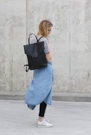 faux leather backpack black minimal style rucksack everyday envelope backpack rucksack schwarz tagesrucksack damen lederrucksack
