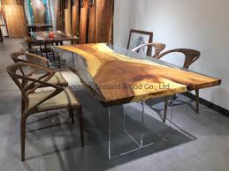 Minwax fast drying polyurethane clear finish. China Custom Monkey Pod Suar Wood Texture Dining Table Top With Live Edge For Luxury Furniture China Wood Slab Solid Wood Rectangular Dining Table