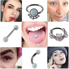 Amazon.com: CHUANCI 9PCS Surgical Stainless Opal Ball Ear Tragues Opal  Stone Septum Clicker Nose Ring Opal Tongue Ring Eyebrow Piercing Earring  Body Jewelry : Clothing, Shoes & Jewelry