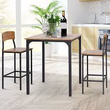 The cascade solid wood dining collection offers a distinctive combination of casual grace and transitional design. Homcom 3 Pcs Modern Counter Height Dining Table Set With 2 Matching Stools Foorest Steel Legs Overstock 31978288