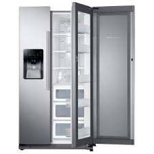 Samsung 24 7 Cu Ft Side By Side Refrigerator In Stainless Steel With Food Showcase Design Rh25h5611s With Images Side By Side Refrigerator Showcase Design Single Doors