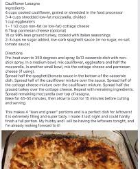 Cauliflower Lasagna Lean And Green Meals Cooking Recipes Food Processor Recipes