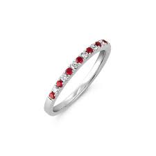 We can make them using different diamond shapes, in most styles of wedding rings. Round Ruby And Round Diamond Wedding Band In 14k White Gold Shane Co