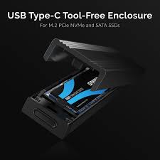 USB 3.2 Type-C Tool-Free Enclosure for M.2 PCIe NVMe and SATA SSDs - Sabrent