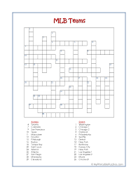 They're equally good for kids learning how to spell, for adults wanting to stimulate their mind, or for senior citizens looking to keep their minds sharp. Mlb Teams Crossword Puzzle My Printable Puzzles
