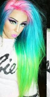Pink Blue Green Rainbow Hair Wild Hair Color Hair Colour Design Rainbow Hair