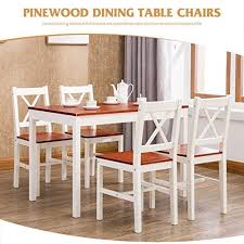 Enjoy 5 Pcs Natural Pine Wood Dining Set Table And Chairs Kitchen Dining Room Furniture Bes Kitchen Table Settings Dining Table In Kitchen Compact Dining Table