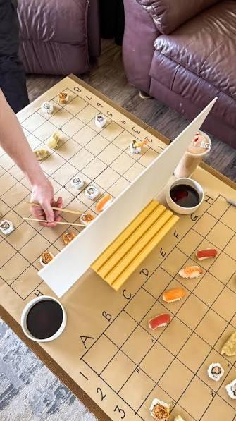When cooking just isn't in the cards, make it game night! Grab your  favourite @bentosushi, set up a divider, and play Sushi Battleship: call  out coordinates, sink your opponent's sushi, and eat