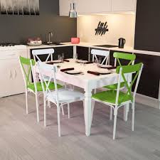 Modilayn Taraftar 6 Kare Ayakli Yesil Beyaz Masa Sandalye Takimi Tekzen