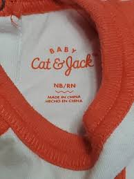 CAT AND JACK RACCOON IN POCKET BABY ONE PIECE NEWBORN SHORT SLEEVE WHITE  ORANGE