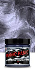 My dark, brown hair was bleached to a light blonde before application. Amazon Com Manic Panic Shocking Blue Hair Dye Classic Beauty