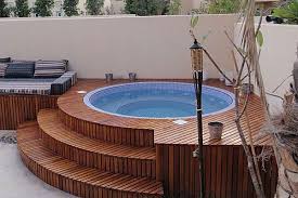 Inground Tile Hot Tub Wrapped In Wood Hot Tub Patio Hot Tub Surround Hot Tub Backyard