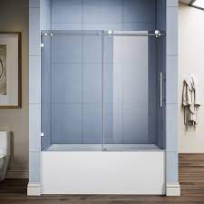The sapphire features thick tempered glass, convenient dual towel bars and sleek rollers for smooth gliding action. Fully Frameless Sliding Bathtub Door Clear Glass Polished Chrome Free Shipment Sunny Shower