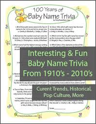 Answer the below questions to reach the next level. Baby Shower Trivia Game 100 Years Of Baby Name Trivia