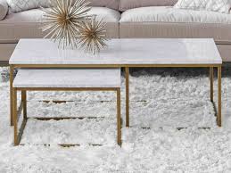 Rectangular coffee table sonoma grey. Essentials For Living Traditions Brushed Gold White 52 Wide Rectangular Coffee Table Nesting Esl6100bgldwht