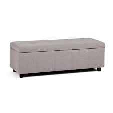 Brooklyn Max Fullerton 48 Inch Wide Contemporary Rectangle Storage Ottoman In Cloud Grey Linen Look Fabric Storage Ottoman Bench Ottoman Bench Upholstered Storage Bench