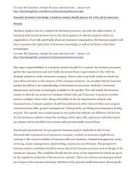 Business Analyst Resume For Insurance Industry Business Analyst Business Resume Business Analyst Resume