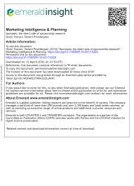 In parallel, models for the prediction of quantitative. Pdf Sponsees The Silent Side Of Sponsorship Research