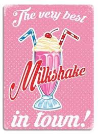 Best Milkshake In Town Pink Metal Wall Sign Plaque Art Inspirational Slogan Vintage Shabby Chic Shabby Chic Painting Diner Decor Retro Home Decor