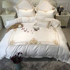 Delivering products from abroad is always free, however, your parcel may be subject to vat. White With Gold Duvet Cover Egyptian Cotton Luxury Hotel Bed Set