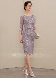 Us 175 00 Sheath Column Scoop Neck Knee Length Satin Lace Mother Of The Bride Dress With Beading Bow S Jj S House Lace Dress With Sleeves Mother Of The Bride Dresses Bride Dress