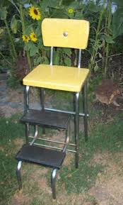 vintage 1930s 40 s kitchen step stool chair vinyl yellow marble w chrome button ebay we used to have one mama wo kitchen step stool step stool stool chair