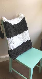 Black And White Striped Blanket Chunky Knit Baby Blanket Black And White Striped Blanket Striped Blankets Blanket Black Knitted Baby Blankets