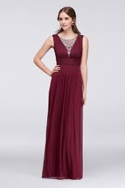 Beaded Inset Pleated Mesh Long Bridesmaid Dress With Images Fancy Dresses Davids Bridal Bridesmaid Dresses Long Bridesmaid Dress