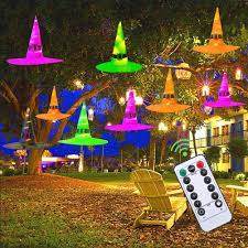 50 festive outdoor halloween decorations to trick out your house. Halloween Decorations Outdoor 9pcs Hanging Lighted Witch Hat Decorations 36ft Halloween Lights Remote Control Halloween Decor With Timer For Outdoor Halloween Decorations Tree Porch Yard Walmart Com Walmart Com
