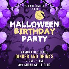 Either way this invitation makes a spooky statement. Purple Halloween Themed Birthday Invitation Instagram Image Template Postermywall