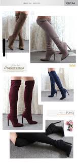 Qutaa 2020 Winter Over The Knee Women Boots Stretch Fabrics High Heel Slip On Shoes Pointed Toe Woman Long Boots Size 34 43 Over The Knee Boots Aliexpress