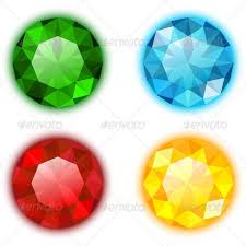 Set Of Four Colorful Gems Round Shaped Gemstone Art Gems Jewelry Rendering