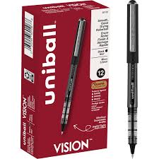 uni-ball Vision Rollerball Pen - Black 0.5mm 12Pk Bulk Micro Point