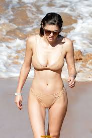 Alexandra Daddario pokies and camel toe in a bikini on the beach in Maui