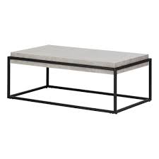 South Shore Mezzy Concrete Gray And Black Coffee And End Table Black Coffee Tables Coffee End Tables Industrial Style Coffee Table