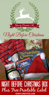 Night Before Christmas Box With Free Printable Label Night Before Christmas Box Christmas Eve Traditions Christmas Eve Box