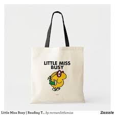 Little Miss Busy Reading Time Tote Bag Zazzle Com In 2021 Little Miss Tote Bag Custom Tote