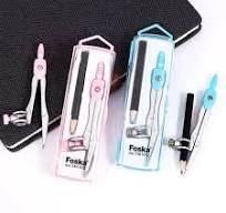 Foska Hot Selling Classic Design Geometry Mathematical Metal Math Drawing  School Compass Divider With Pencil for Kids Students