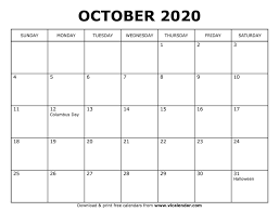 Printable October 2020 Calendar In 2020 Free Calendars To Print October Calendar Calendar